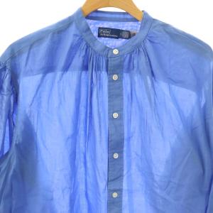 Polo by Ralph Lauren バンドカラーコットンギャザーブラウス 0 ライトブルー /DO OS