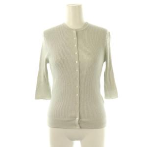 マーセライズドコットンリブ クルーネックカーディガン ノースリーブニット カットソー ラメ S グレー