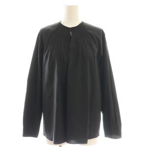 24AW ストレッチブロード ピンタックブラウス 長袖 36 ブラック /HK OS