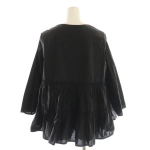 NE QUITTEZ PAS! スキッパーギャザーブラウス 七分袖 ブラック /HK OS