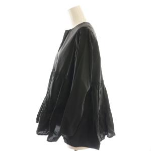 NE QUITTEZ PAS! スキッパーギャザーブラウス 七分袖 ブラック /HK OS