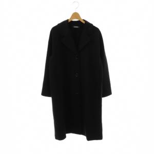 ビジュー付きボンディング シングルロングコート S ブラック