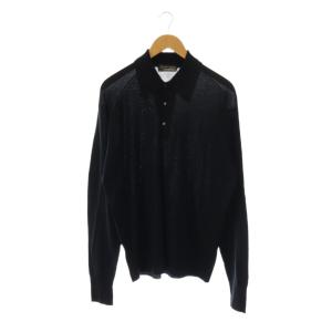 × ジョンスメドレー JOHNSMEDLEY ウールポロニット カットソー M ブラック /DO OS