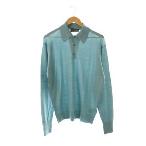 × ジョンスメドレー JOHNSMEDLEY ウールポロニット カットソー 長袖 M ミントグリーン /DO