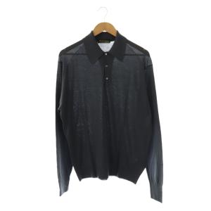 × ジョンスメドレー JOHNSMEDLEY ウールポロニット カットソー 長袖 M チャコールグレー
