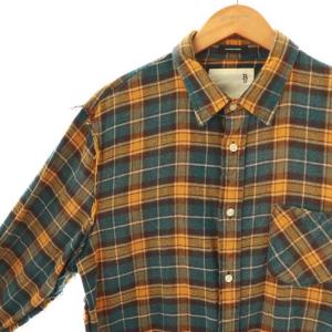 R13 チェック柄長袖シャツ M キャメル マルチカラー /ES OS SH