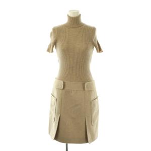 ウールリブニットドッキングワンピース タートル 38 ベージュ /CX OS