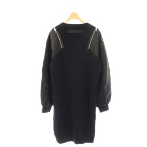 DIESEL destroy switching knit リブクルーネックニットワンピース ひざ丈 XS ブラック