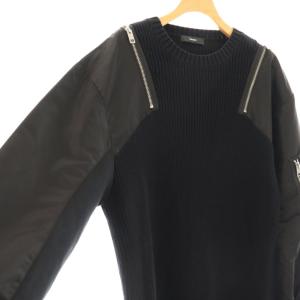 DIESEL destroy switching knit リブクルーネックニットワンピース ひざ丈 XS ブラック