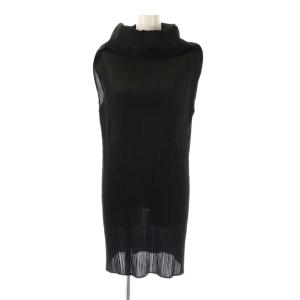 イッセイミヤケ ノースリーブ チュニック プリーツ 3 黒 ブラック /AT OS