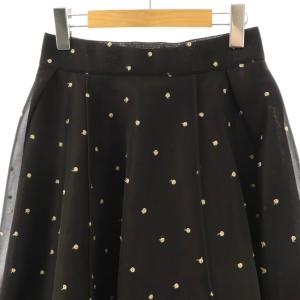 MACHATT シアーダンボールドットスカート フレア ロング ブラック /HK OS