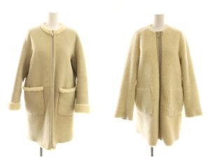 リバーシブル ムートンコート ジップアップ 36 ベージュ /HK OS