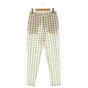25SS ストレッチ サッカーギンガムノータックパンツ テーパード 0 白 ホワイト 黒 ブラック /AT