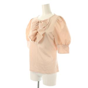 M'S GRACY 23年製 フリルリボンカットソー 五分袖 切替 38 ピンク /AT OS