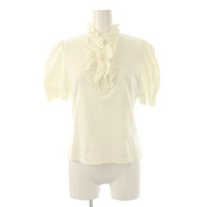 23年製 フリル ポロシャツ ブラウス 半袖 38 白 ホワイト /AT OS