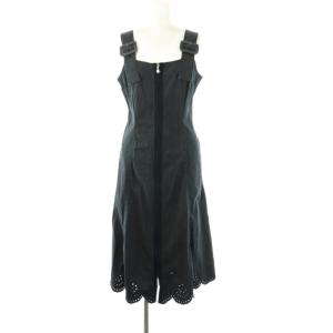 23年製 デニムライクジップワンピース ノースリーブ ミモレ ロング 38 紺 /NR OS