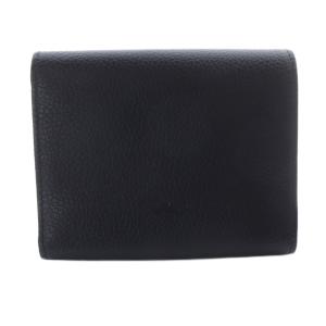 Longchamp ル・フローネ TRI-FOLD WALLET 三つ折り財布 レザー ロゴ 黒 ブラック /SR