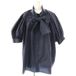×VERYNAVY×滝沢眞規子  ボウタイシルクブラウス 前開き ギャザー 36 紺 /CX OS