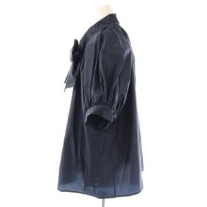 BLAMINK ×VERYNAVY×滝沢眞規子  ボウタイシルクブラウス 前開き ギャザー 36 紺 /CX OS