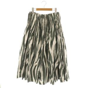 総柄ボリュームスカート ロング フレア 36 グリーン /HK OS