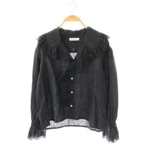 エンブロイダリーリネンシャツ XS ブラック