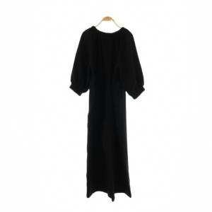 UNITED ARROWS COMFY ギャザーオールインワン 七分袖 38 黒 ブラック /AT OS
