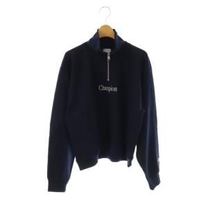 ×Champion別注 ハーフジップトップス スウェット トレーナー M ネイビー /ES OS