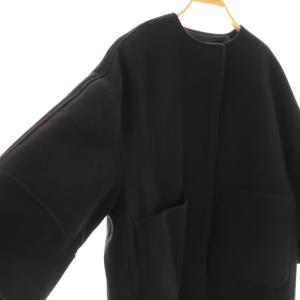 yori ウールメルトンノーカラー コート F ブラック