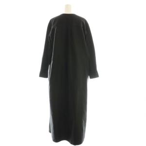BACCA コットンモールスキン クルーネックマキシワンピース 長袖 36 ブラック /HK OS