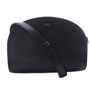 ハーフムーン レザー ショルダーバッグ ロゴ 黒 ブラック /SR SH