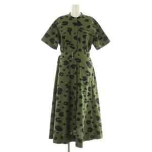 LEOPARD POPLIN SS UTL SHIRTDRESS シャツワンピース ロング 半袖 2 カーキ