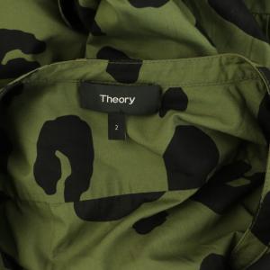 Theory LEOPARD POPLIN SS UTL SHIRTDRESS シャツワンピース ロング 半袖 2 カーキ