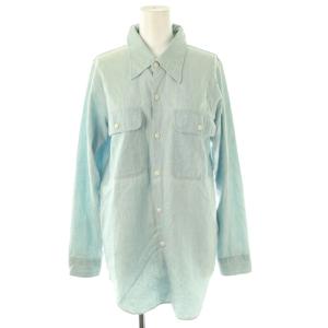 シャンブレーシャツ 長袖 スタンドカラー 1 水色 /AT OS