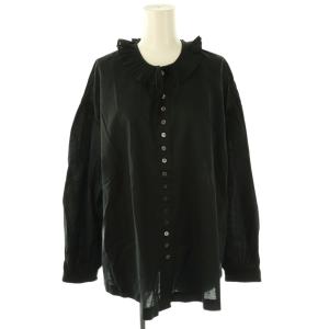 フリルカラーブラウス シャツ 前開き 36 ブラック /CX OS