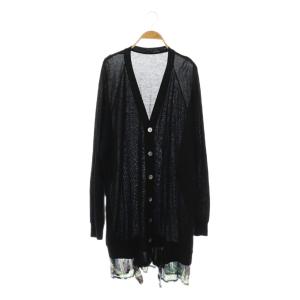 ヨウジヤマモト 裾ドッキング ロングカーディガン 2 ブラック マルチカラー /DF OS