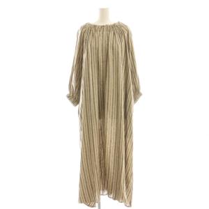 25SS オフショルダー ハーフスリーブ ワンピース マキシ ロング 七分袖 F ベージュ /AT OS