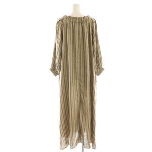 BEAMS HEART 25SS オフショルダー ハーフスリーブ ワンピース マキシ ロング 七分袖 F ベージュ /AT OS