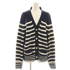 ボーダー切り替えデザインカーディガン 長袖 Vネック 3 ネイビー ホワイト /DO OS