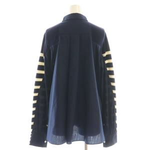 sacai ボーダー切り替えデザインカーディガン 長袖 Vネック 3 ネイビー ホワイト /DO OS