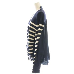 sacai ボーダー切り替えデザインカーディガン 長袖 Vネック 3 ネイビー ホワイト /DO OS