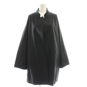 コットン スタンドカラー 1B ジャケット ノーカラー 薄手 黒 ブラック /AT OS