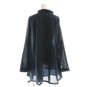 mizuiro ind mizuiroind コットン フリルカラー ロングシャツ ブラウス プルオーバー ネイビー /CX OS