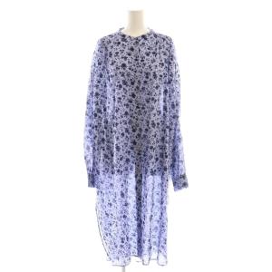 small flower print gather shirt OP ワンピース ミモレ ロング 長袖