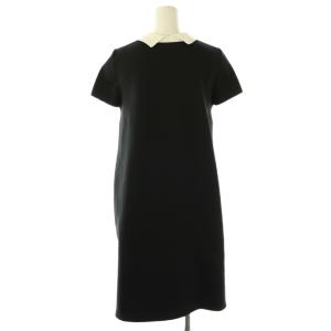 M'S GRACY フェイクパール半袖ワンピース 38 ブラック オフホワイト /DO OS