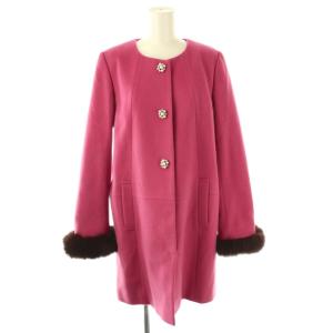 ノーカラーコート アンゴラ混 38 ピンク /DO OS