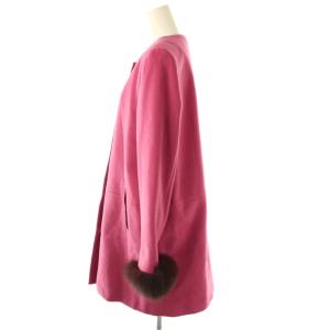 LAISSE PASSE ノーカラーコート アンゴラ混 38 ピンク /DO OS