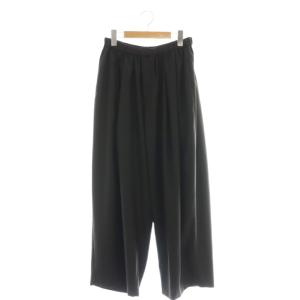 とろみ ドレープ ワイド タック パンツ イージー F 黒 ブラック /AT OS