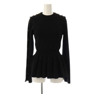 SNOWYペプラムニットトップス セーター 長袖 38 黒 ブラック /AT OS