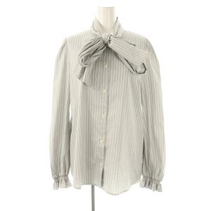 25SS パフスリーブストライプボウタイブラウス シャツ F グレー /DF OS