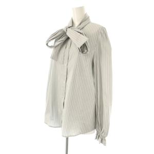 sov. 25SS パフスリーブストライプボウタイブラウス シャツ F グレー /DF OS